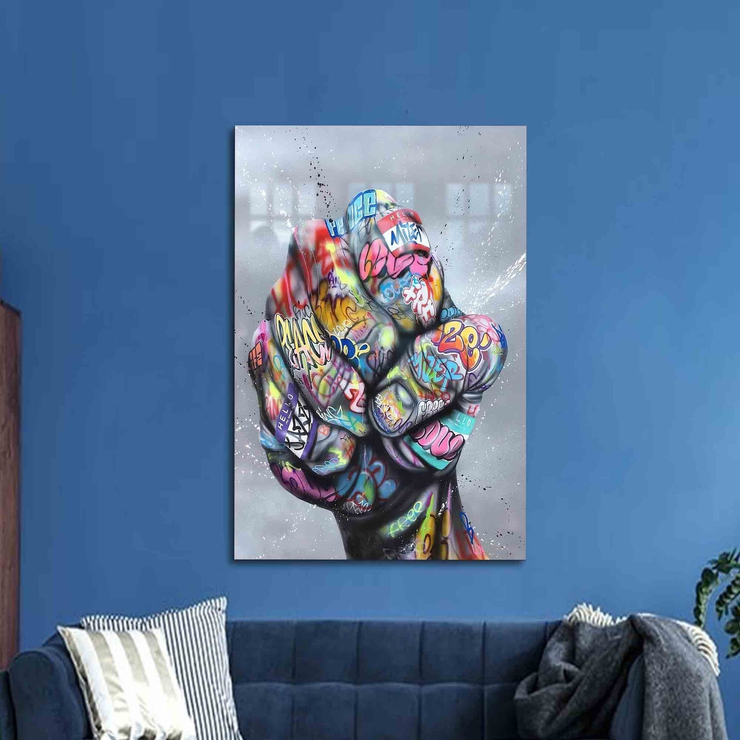 Inspirational Fist Graffiti Glass Wall Art