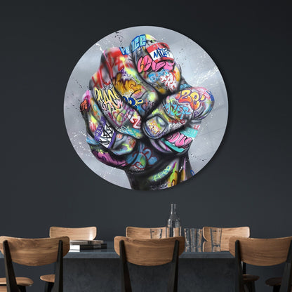 Inspirational Fist Graffiti Glass Wall Art
