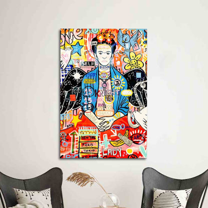 Frida Kahlo Graffiti Woman Glass Wall Art