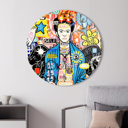Frida Kahlo Graffiti Woman Glass Wall Art