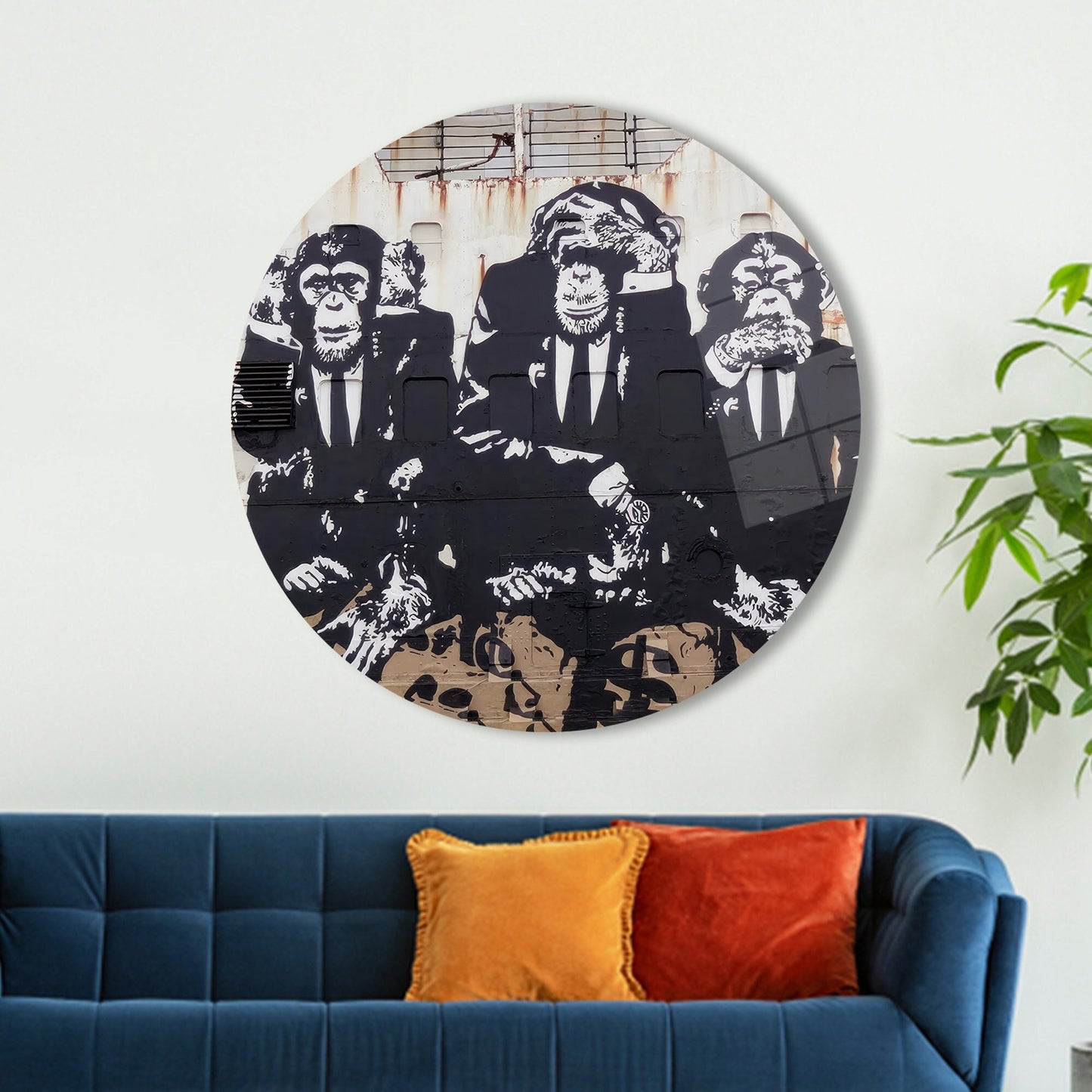 Banksy Three Wise Monkeys Glass Wall Art