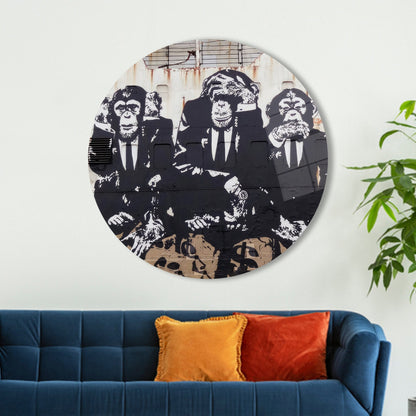 Banksy Three Wise Monkeys Glass Wall Art