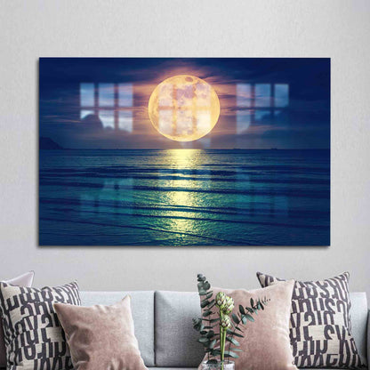 Full Moon Landscape Super Glass Wall Art