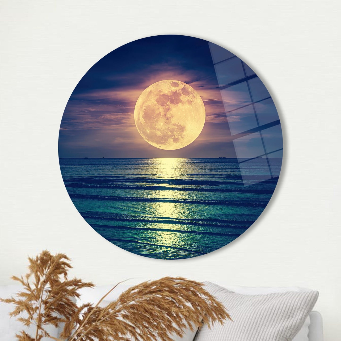 Full Moon Landscape Super Glass Wall Art