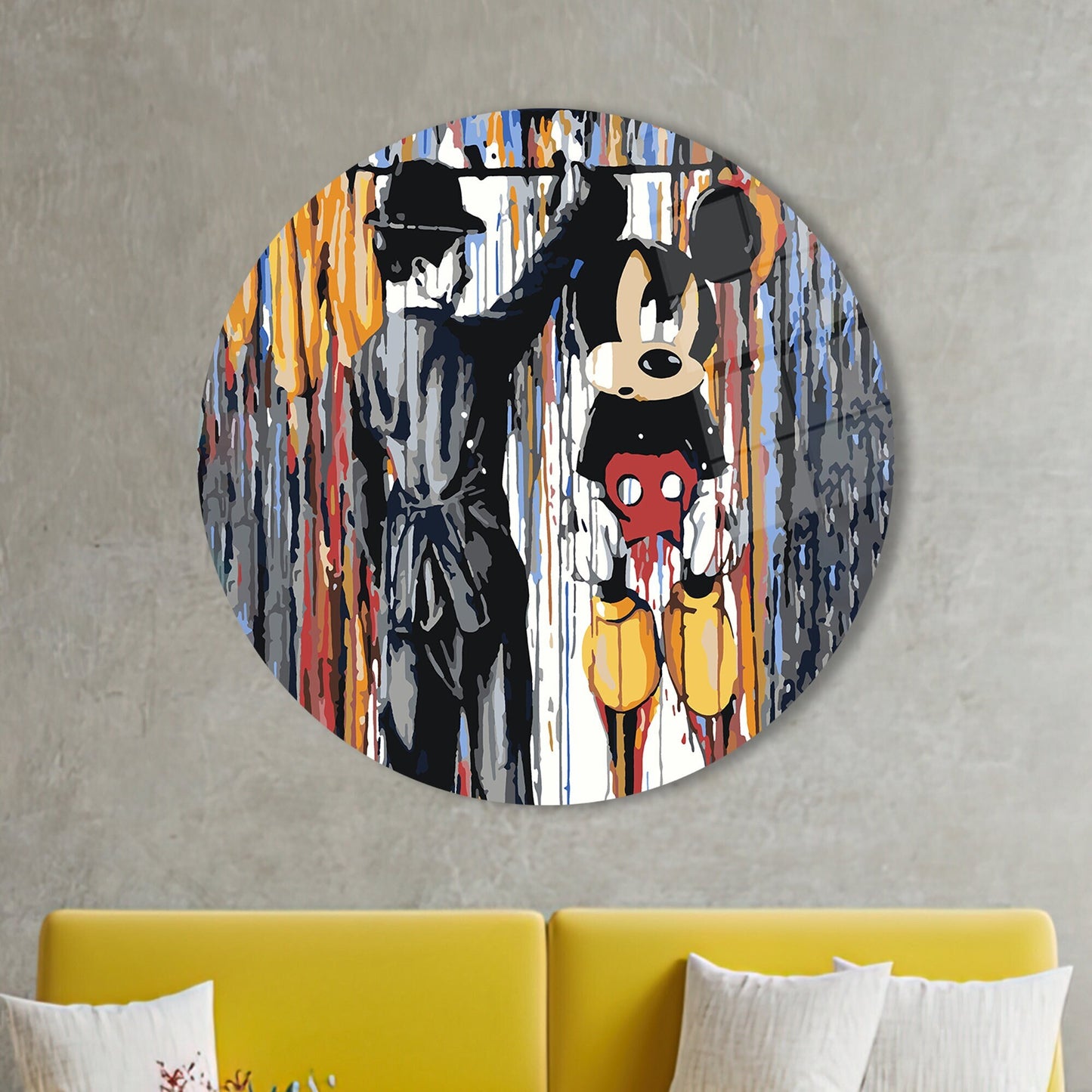 Charlie Chaplin and Mickey Glass Wall Art