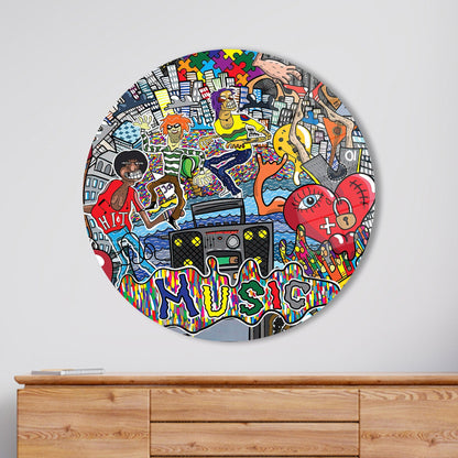 Colorful Graffiti Abstract Music Glass Wall Art