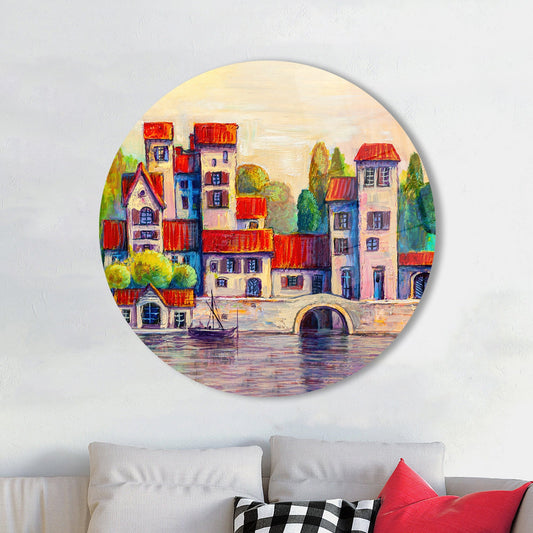 Vintage City Wall Decor: Modern Tempered Glass Art Print