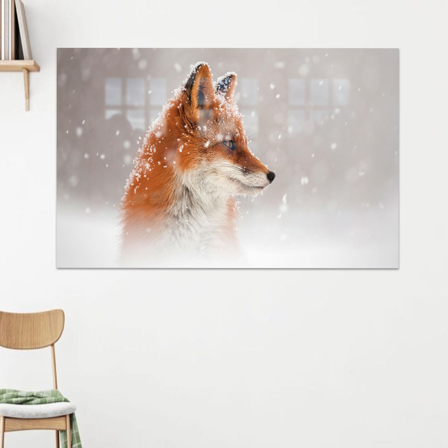Boho Fox Snow Glass Wall Art