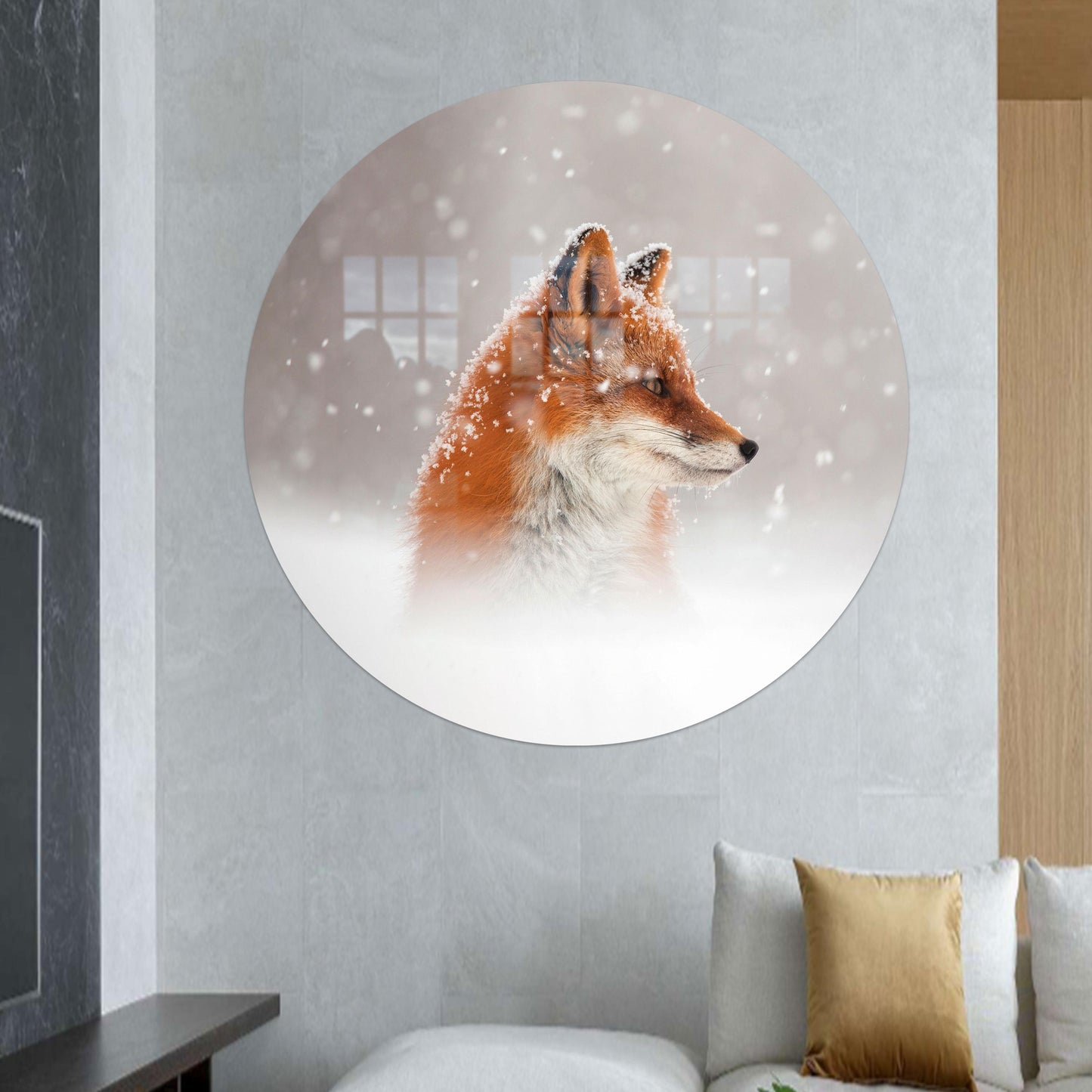 Boho Fox Snow Glass Wall Art