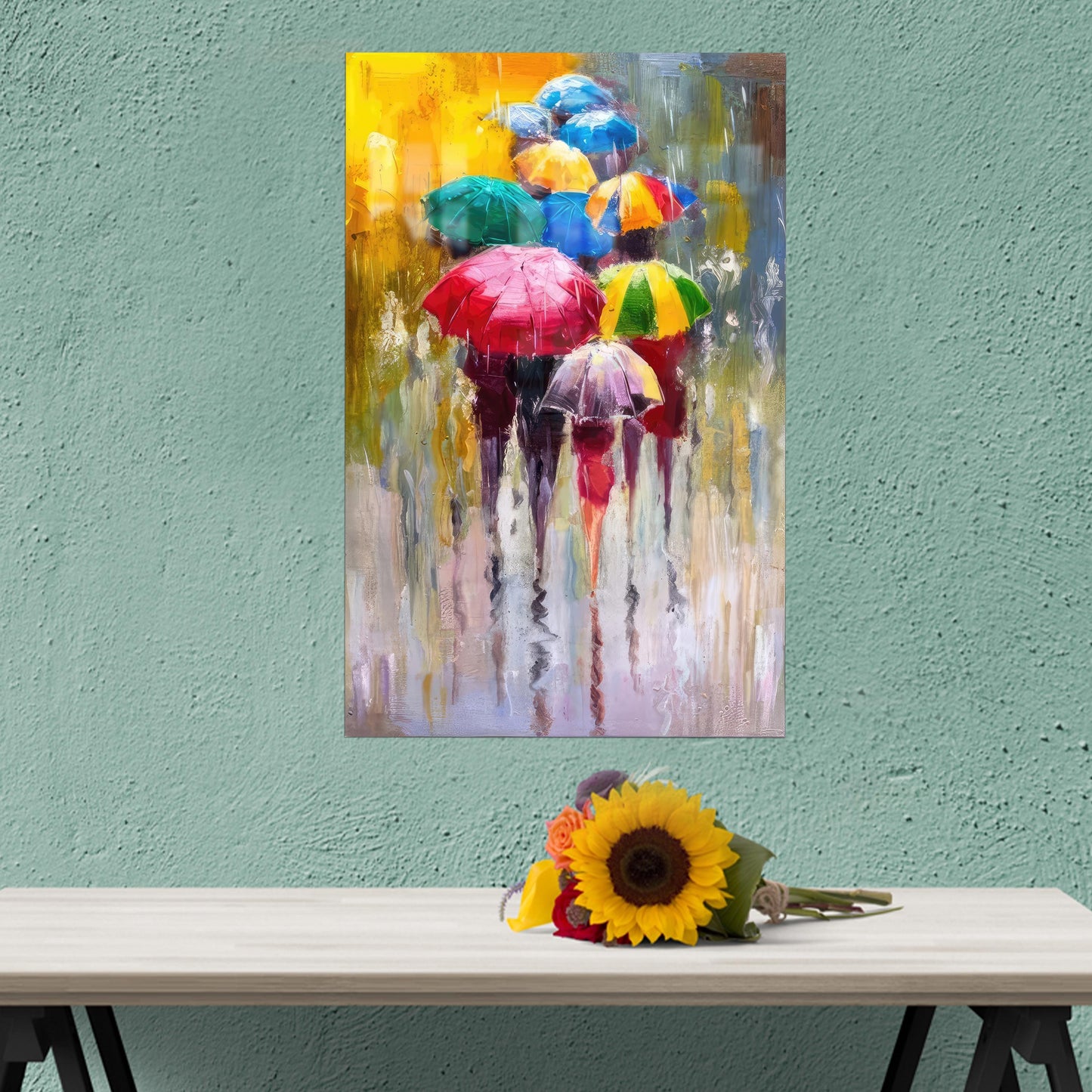 Umbrella Colorful Glass Wall Art