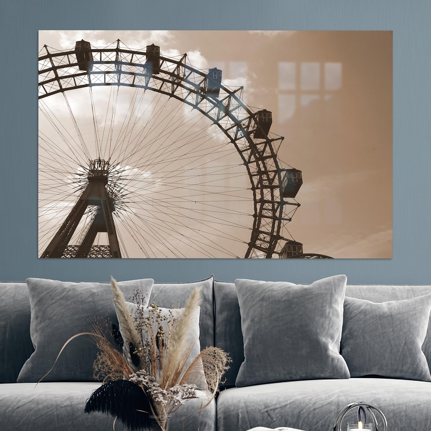 Amusement Park Landscape Glass Art Wall Decor for Office