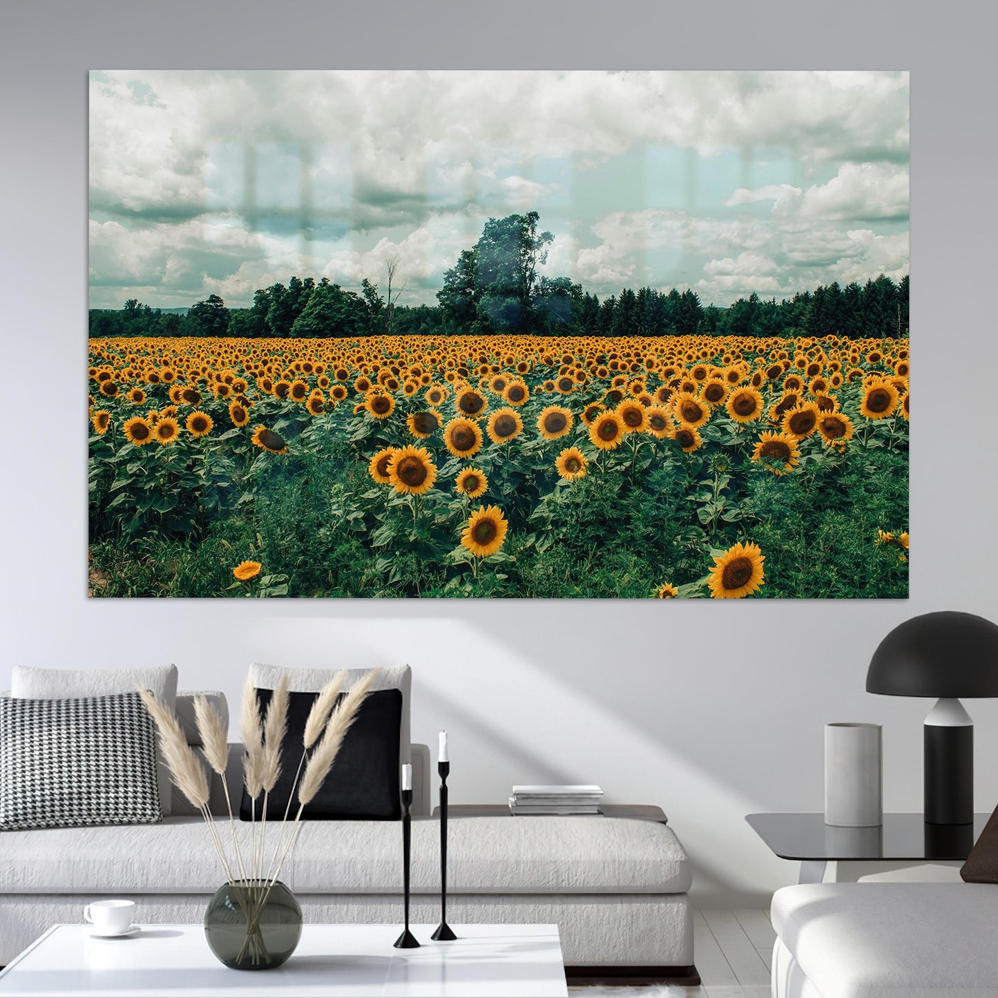 Sunflower Field Landscape Her Glass Wall Art