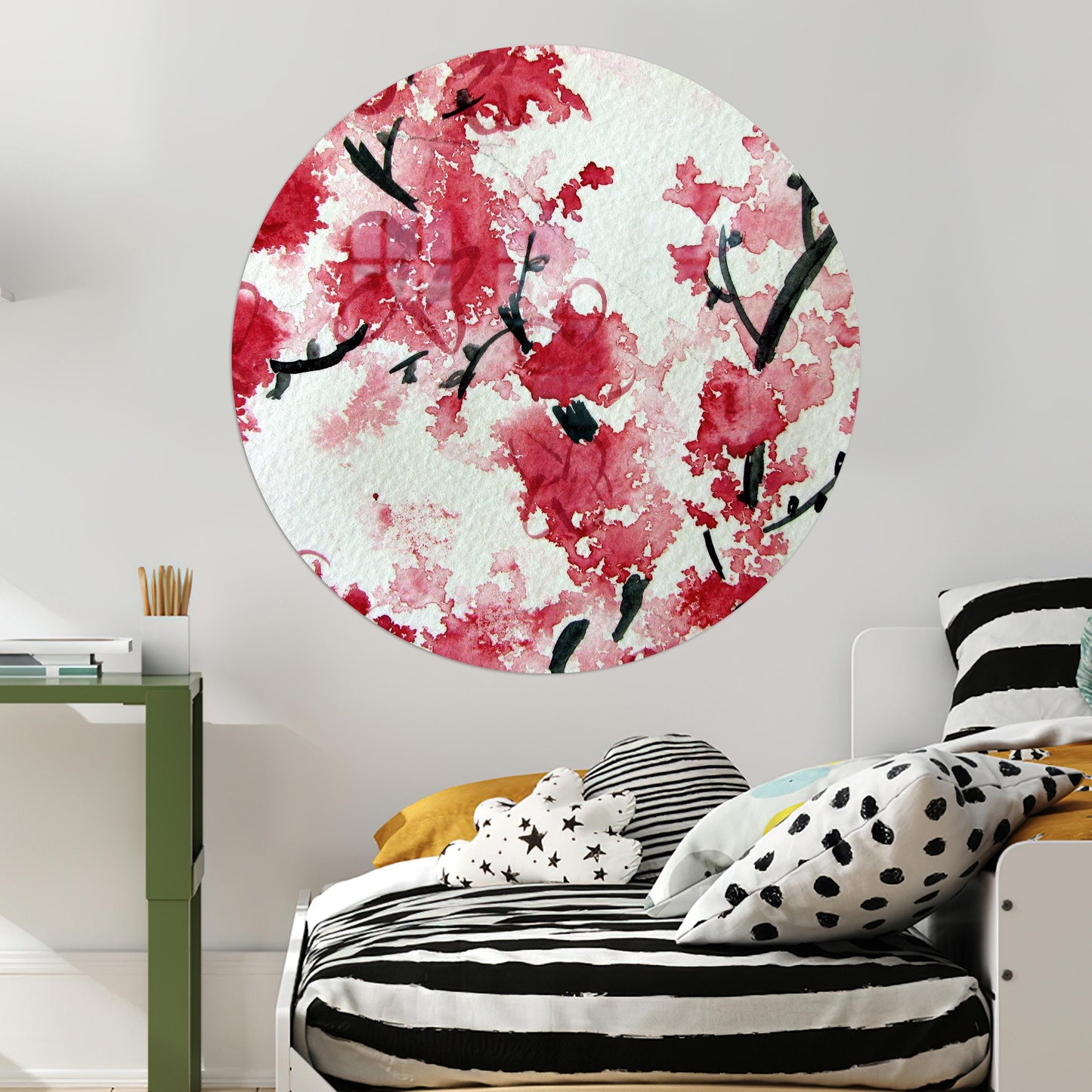 Floral Japanese Cherry Blossom Glass Wall Art