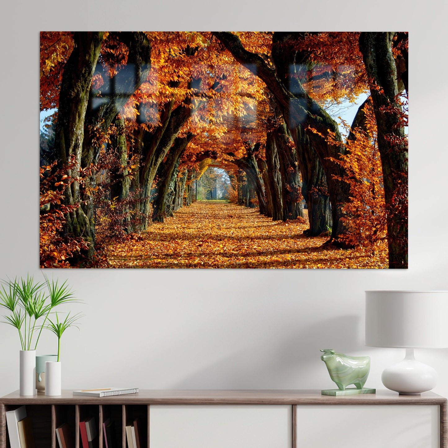 Autumn Tree Landscape Living Glass Wall Art