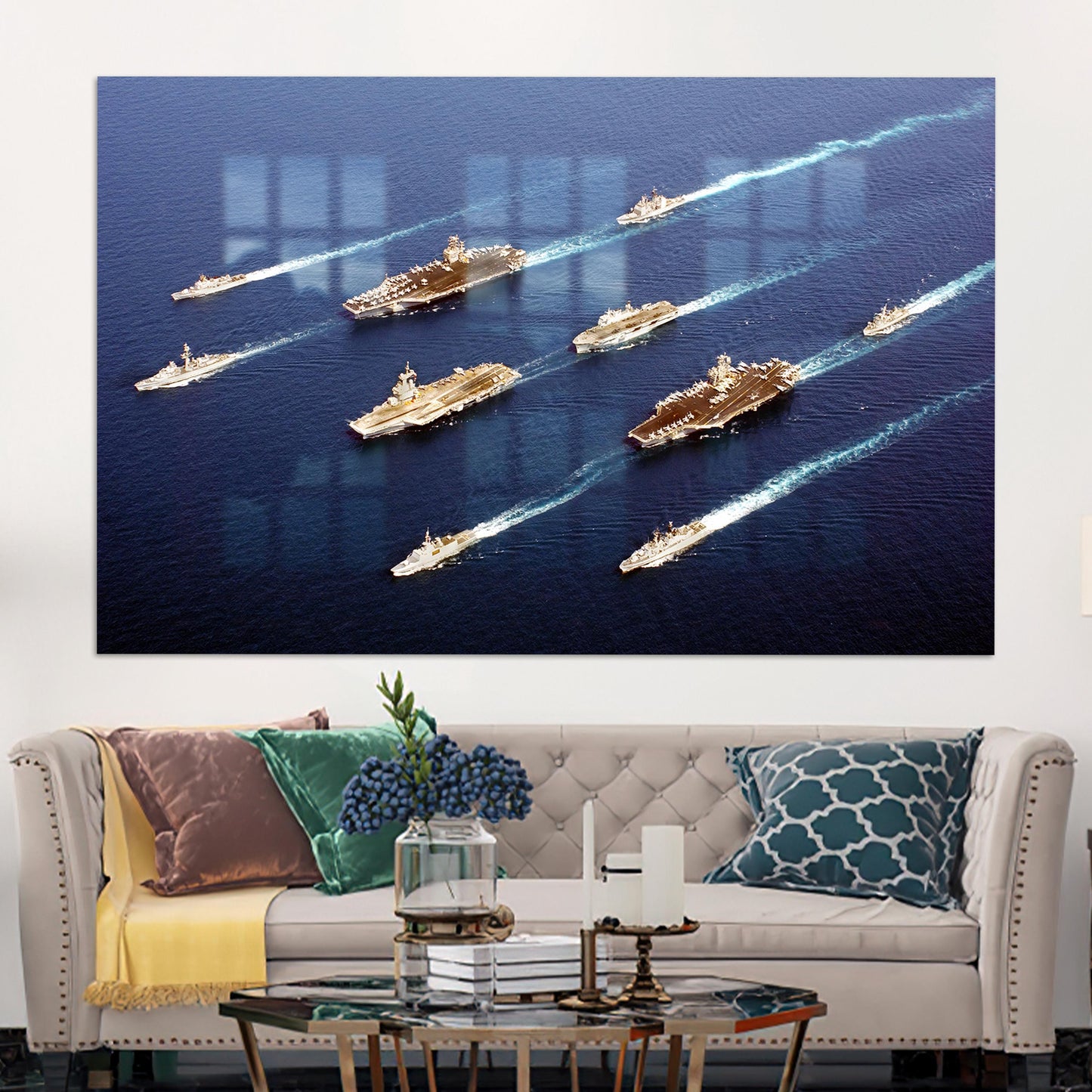 Navy Military Ships Warriors Glass Wall Art