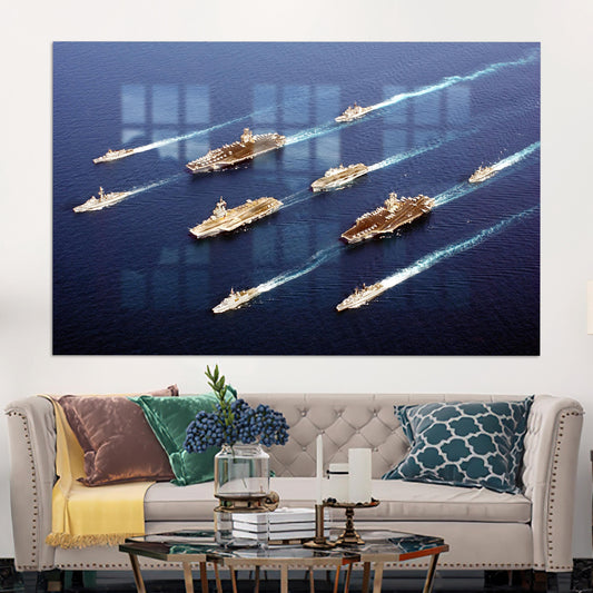 Navy Military Ships Warriors Glass Printing - Ocean Tempered Glass Wall Art
