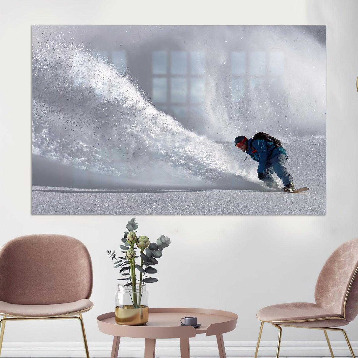 Snowboard Winter Landscape Cool Glass Wall Art