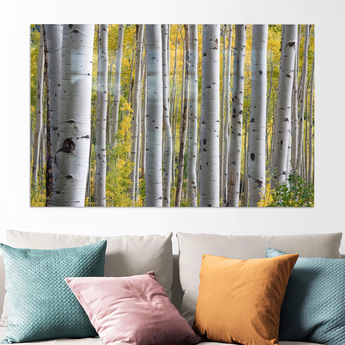 Birch Grove Forest Tree Glass Wall Art