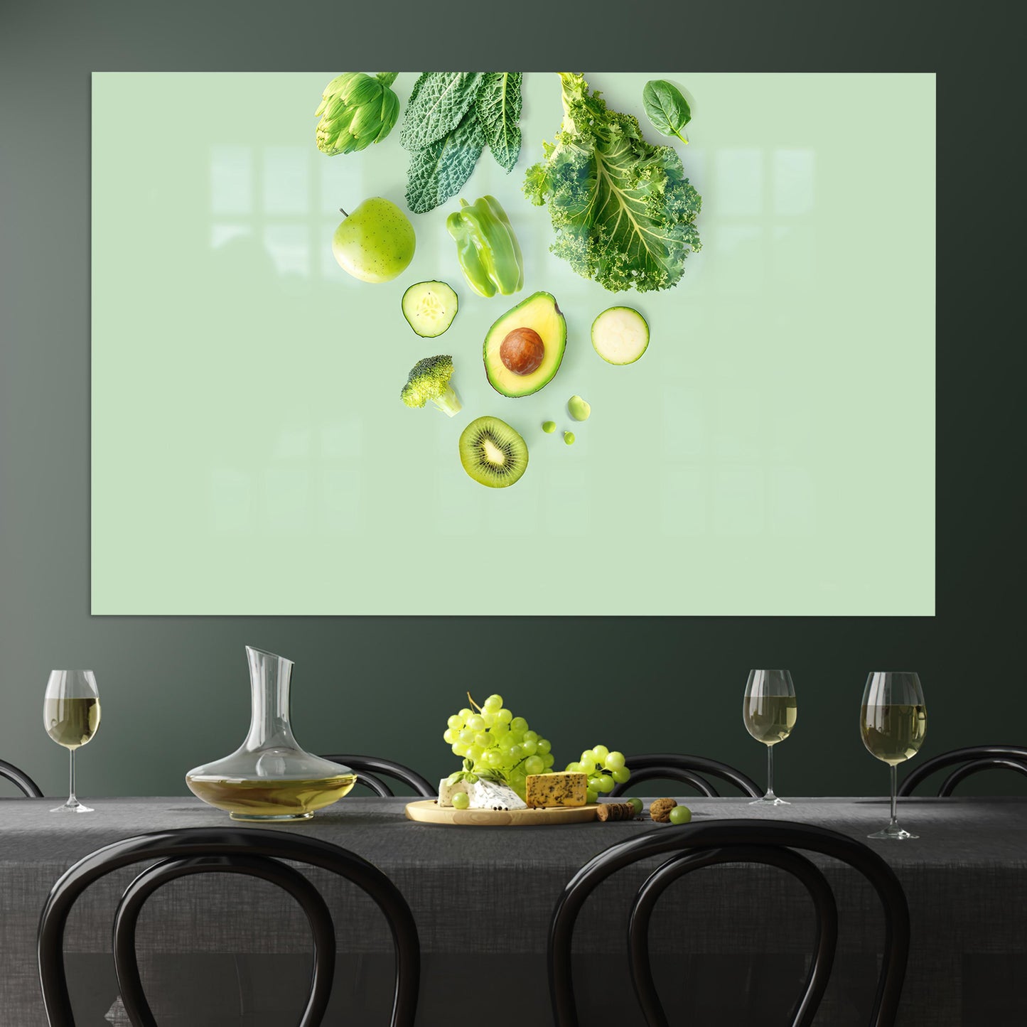 Green Kiwi Glass Wall Art