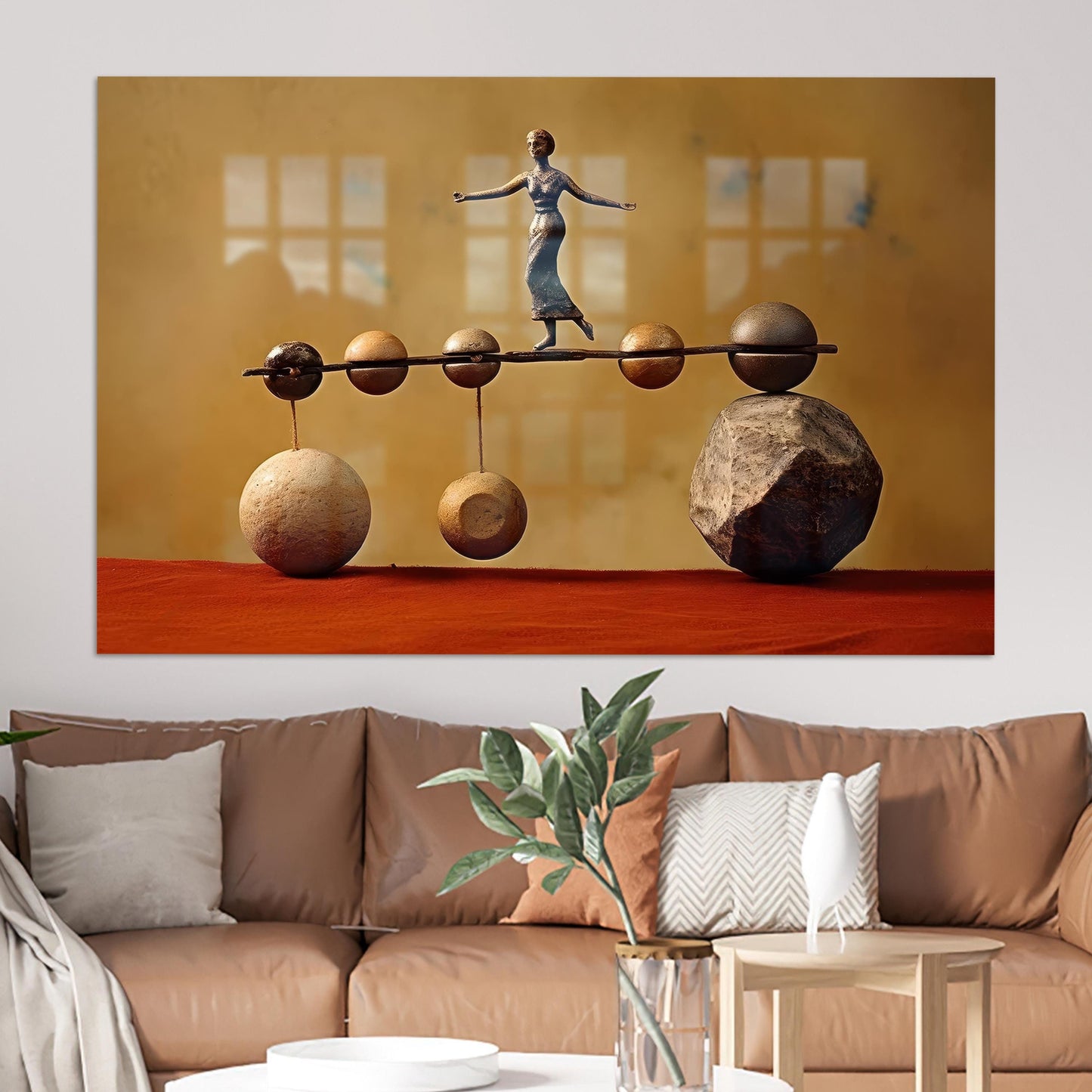 Abstract Woman Walking Balancing Glass Wall Art