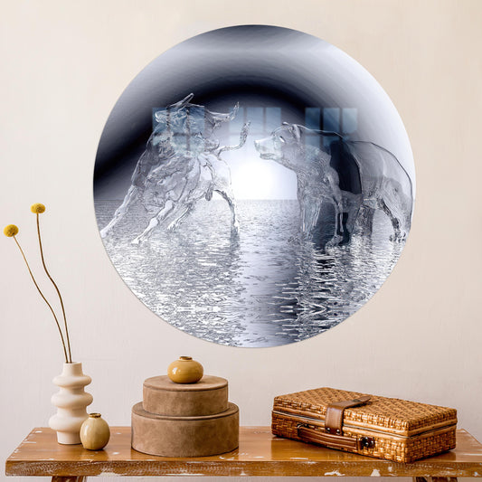 Modern Bear Glass Wall Decoration, Abstract Modern Glass Print, Personalized Gift For Dad