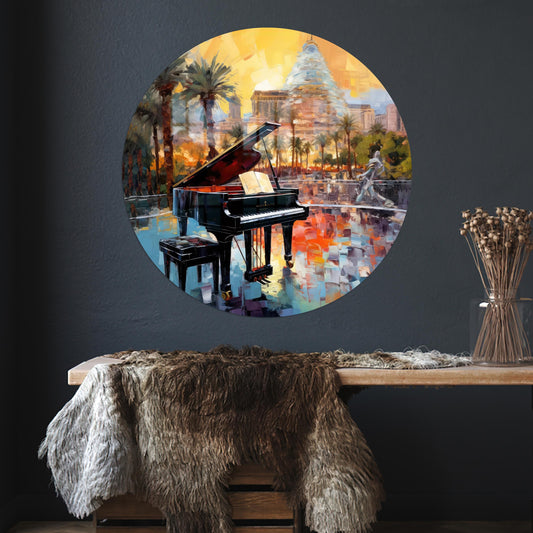 Modern Glass Wall Art: Musician Glass Wall Piano Painting Print for Colorful Art Decor