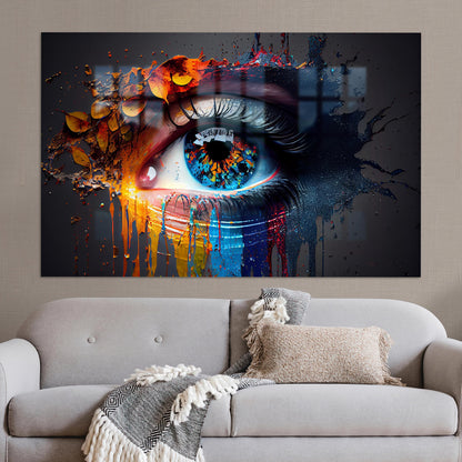 Abstract Eye Illustration Holiday Glass Wall Art