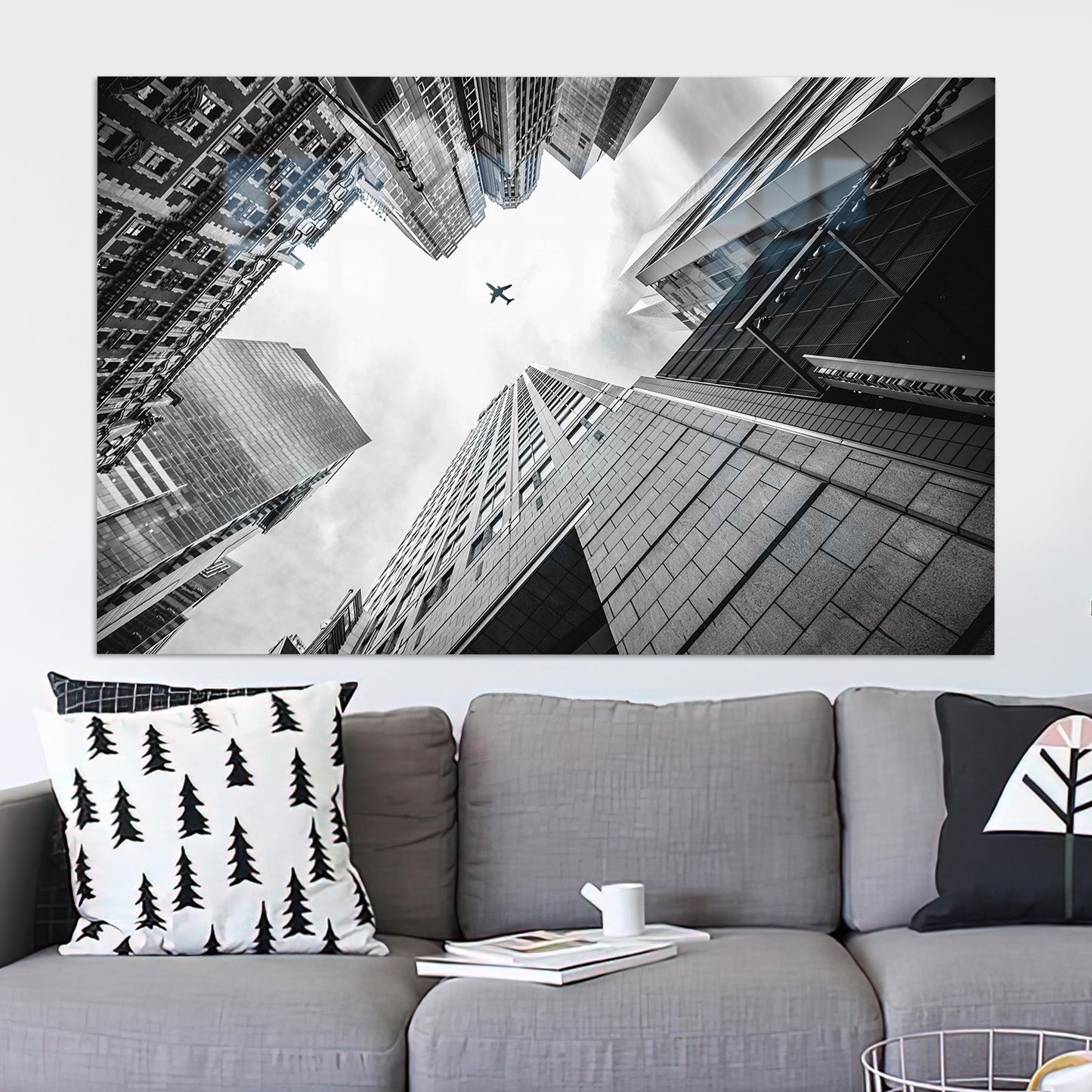 Black Skyscrapers Glass Wall Art