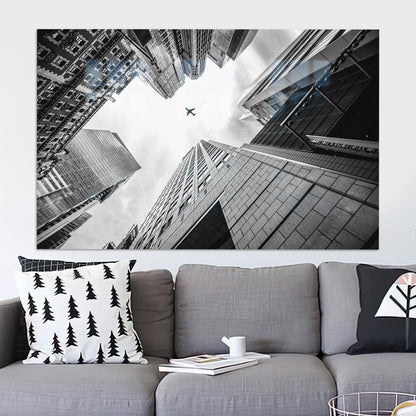 Black Skyscrapers Glass Wall Art