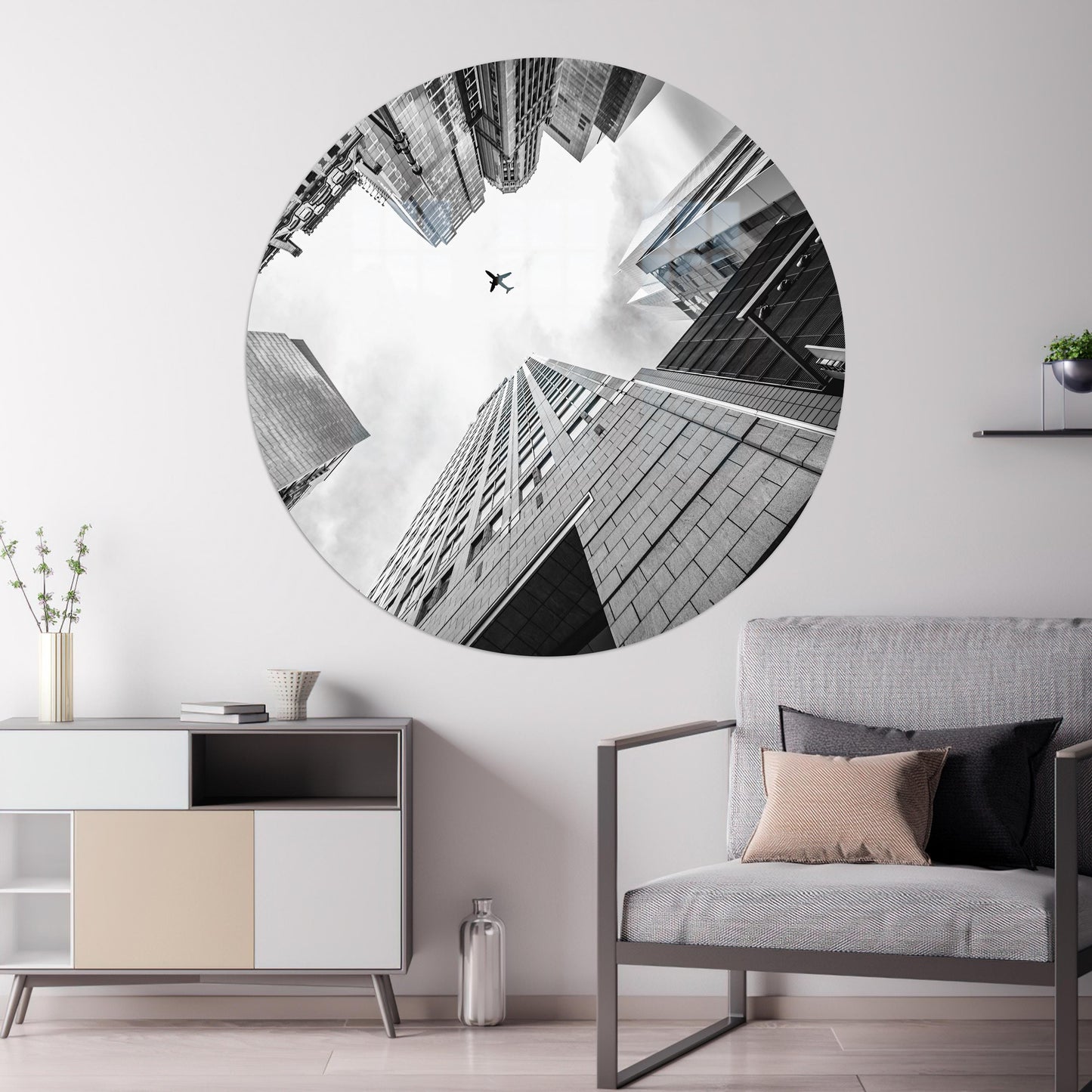 Black Skyscrapers Glass Wall Art