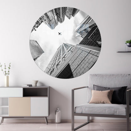 Black Skyscrapers Glass Wall Art