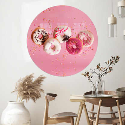 Pink Doughnuts Glass Wall Art