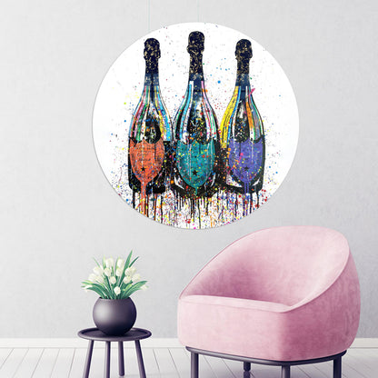 Champagne Bottles Painting Glass Wall Art