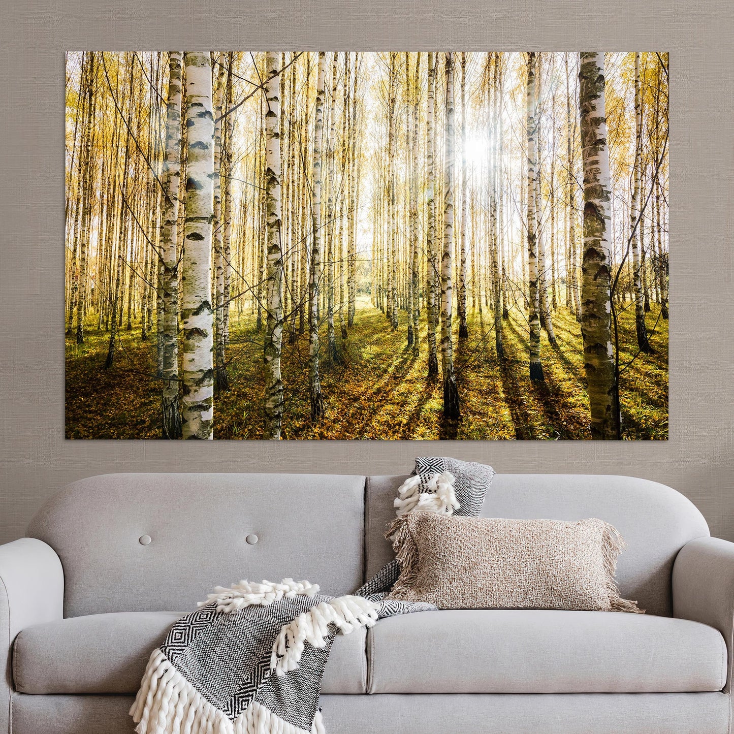 Boho Birch Forest Tree Glass Wall Art