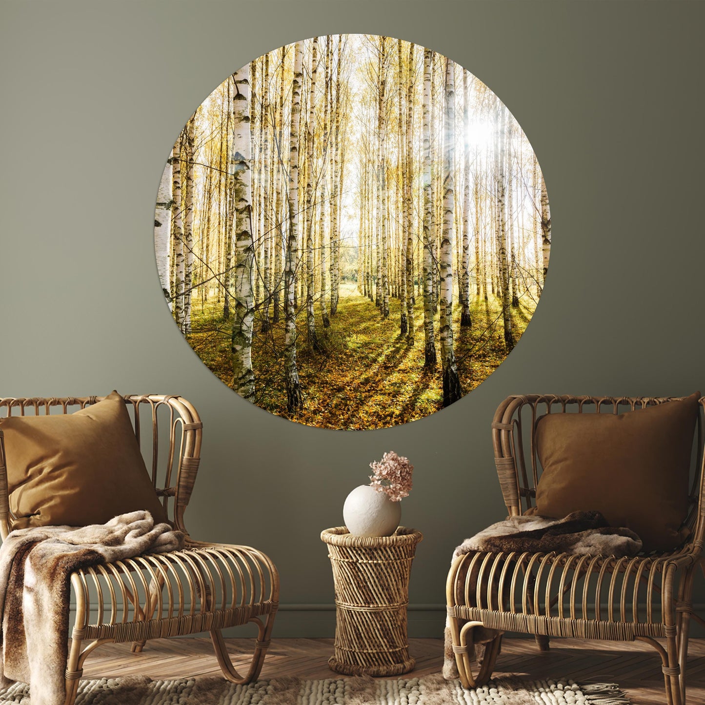 Boho Birch Forest Tree Glass Wall Art