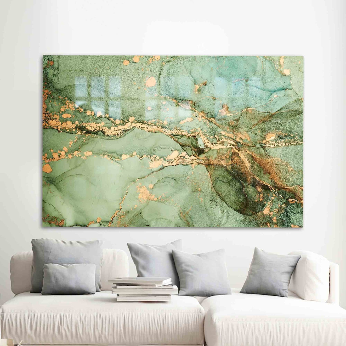 Green Marble Abstract Glass Wall Art