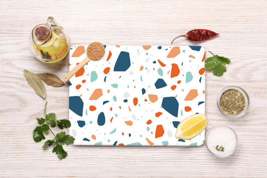 Modern Terrazzo Tempered Glass Cutting Board: Vibrant Serving Board