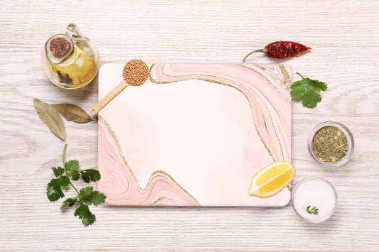 Pink Marble Tempered Glass Cutting Board: Elegant Kitchen Serving Board