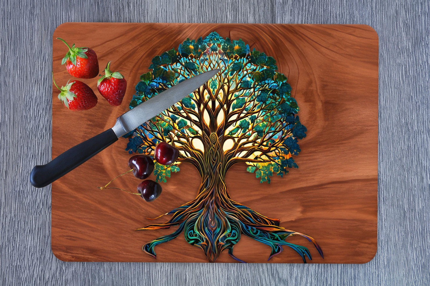 Tree Life Glass Cutting Board