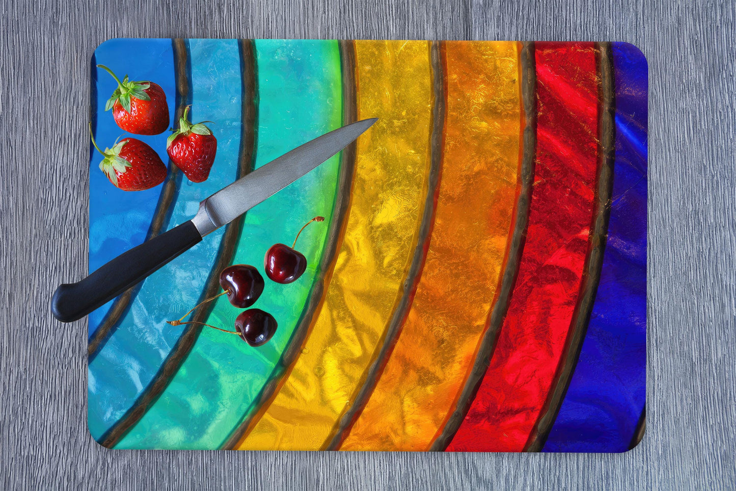 Abstract Rainbow Glass Cutting Board