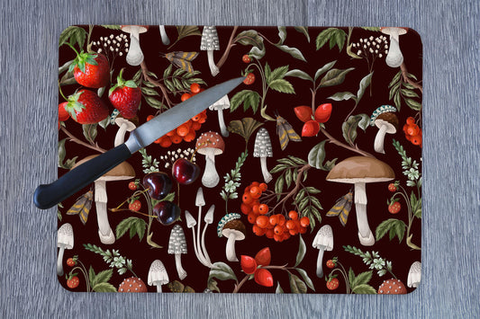 Mushroom Pattern Tempered Glass Cutting Board: Modern Kitchen Decor