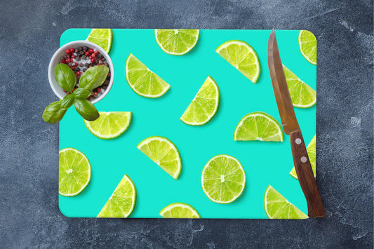 Modern Lime Design Tempered Glass Cutting Board for Kitchen Decor