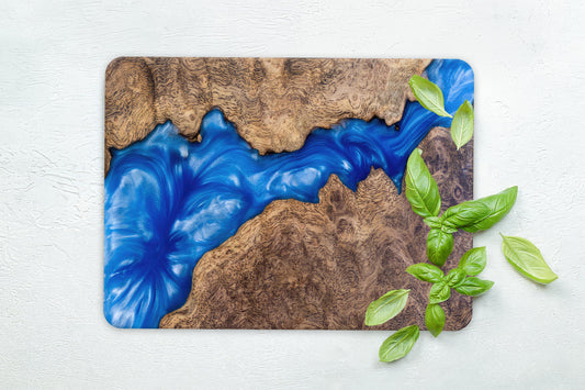 Modern Epoxy Woodgrain Tempered Glass Cutting Board: Elegant Serving Board