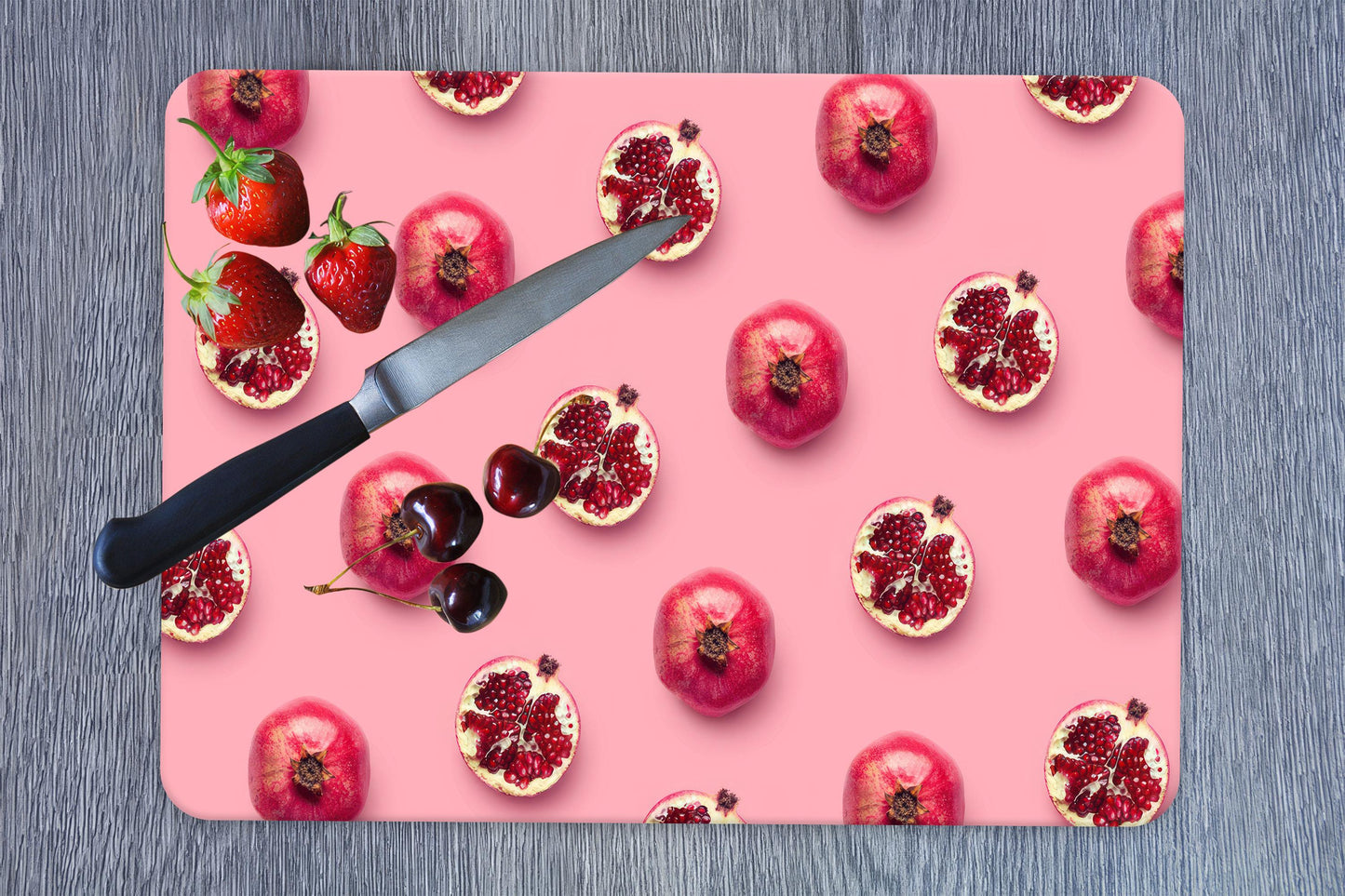 Pomegranate Design Glass Cutting Board