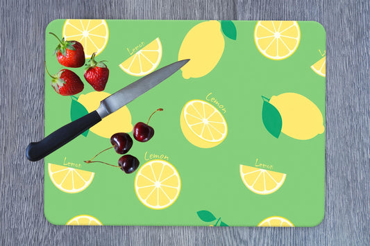 Lemon Pattern Tempered Glass Cutting Board: Durable Kitchen Decor