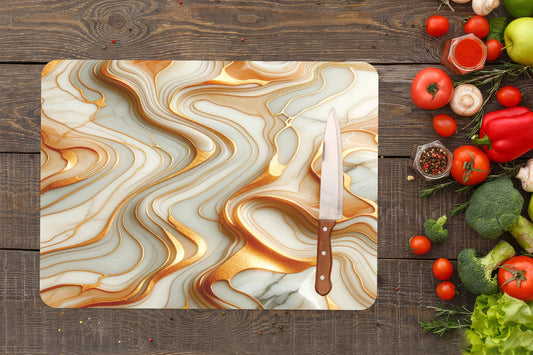Abstract Waves Tempered Glass Cutting Board: Modern Kitchen Decor