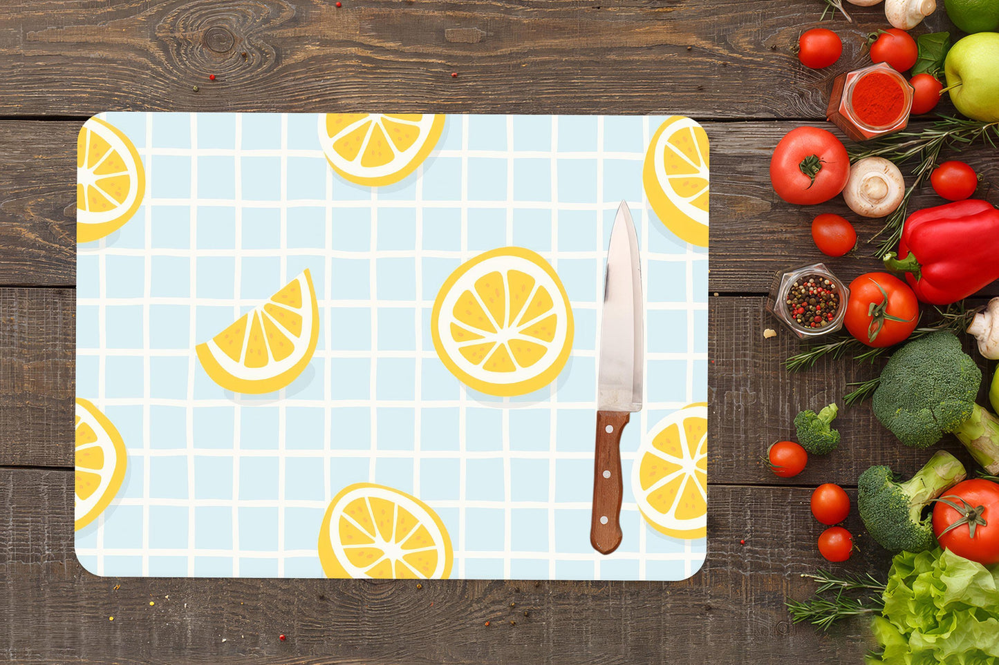 Lemon Pattern Glass Cutting Board