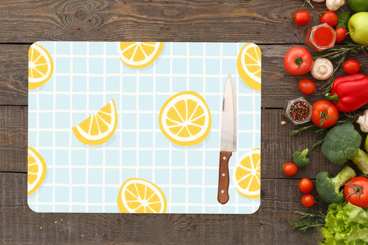 Lemon Pattern Tempered Glass Cutting Board: Modern Kitchen Decor