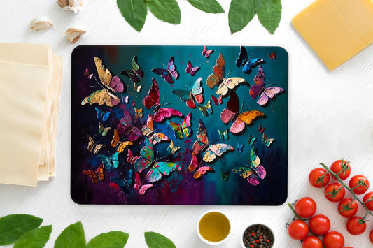 Butterfly Tempered Glass Cutting Board: Vibrant Kitchen Decor