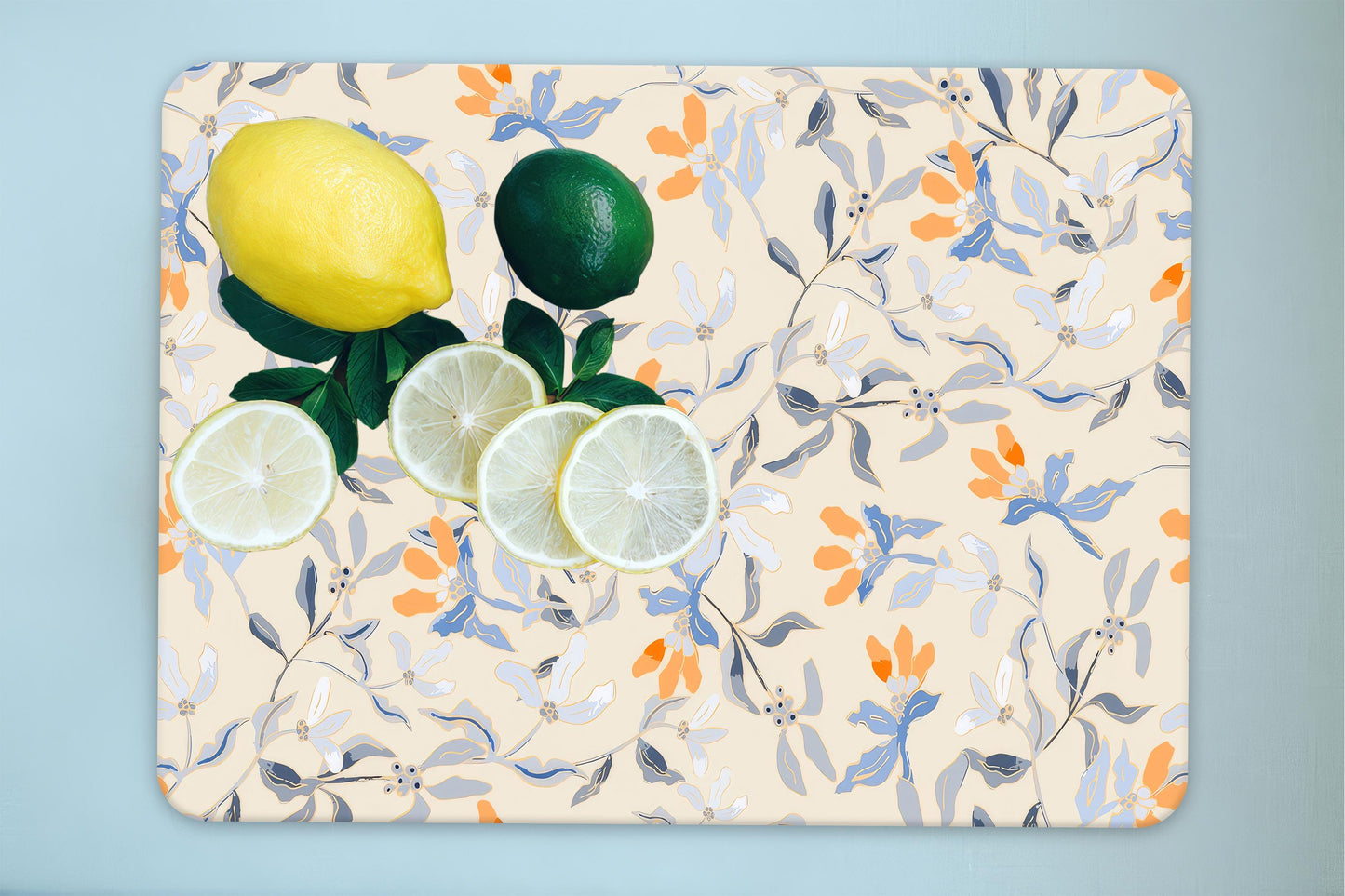 Blue Floral Glass Cutting Board